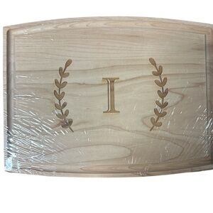 Wooden Cutting Board with Initial “I” NIP, Maple Leaf at Home 12x9